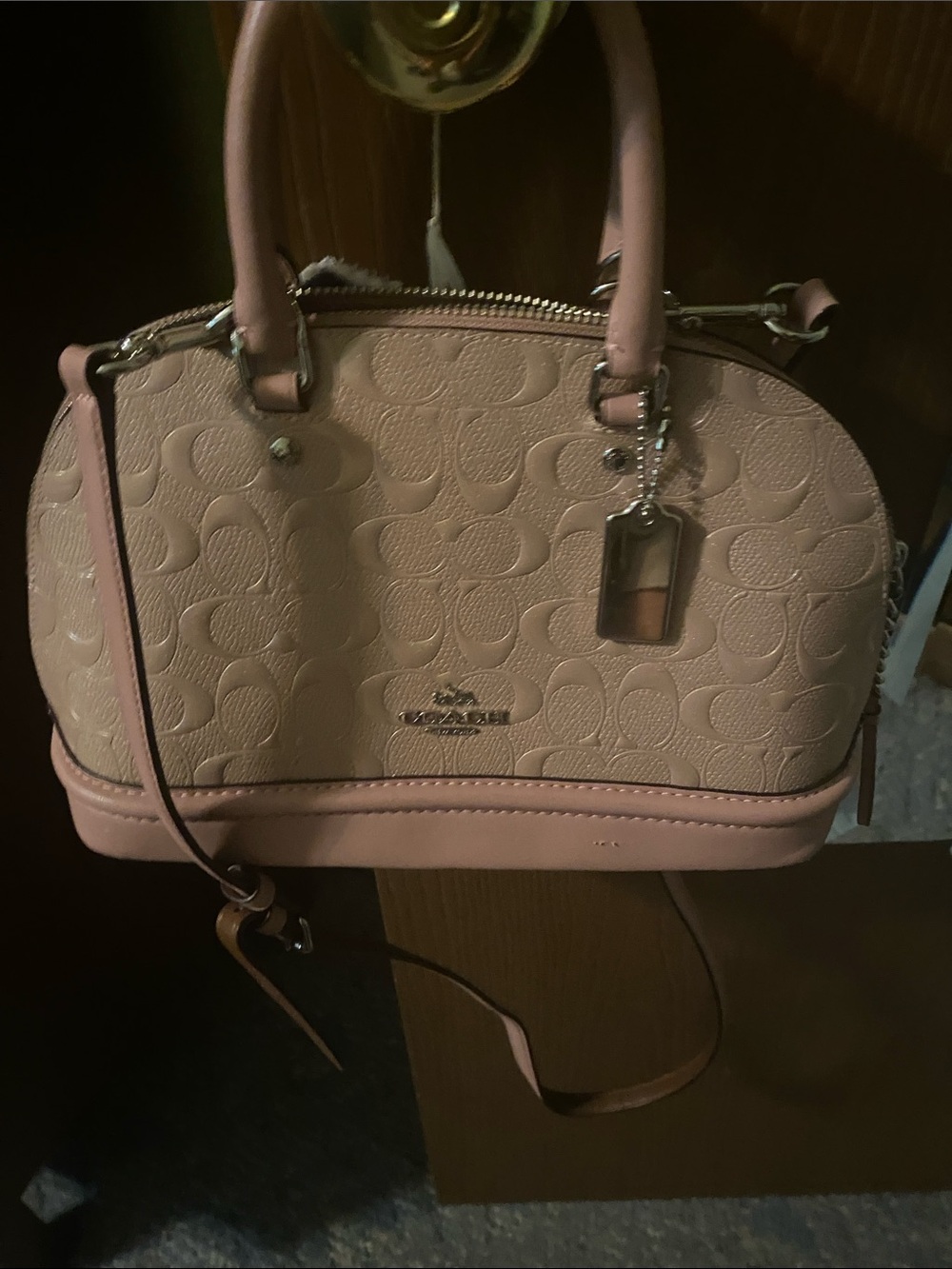 Coach Blush Pink Pebbled Signature Dome Satchel